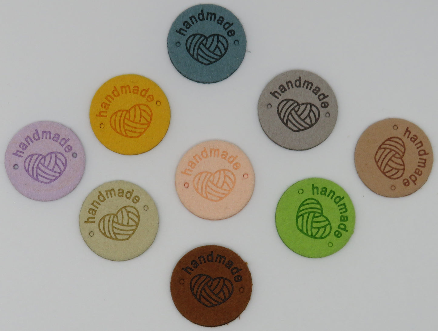 Runde Labels mit Wollherz ❤HANDMADE❤