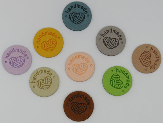Runde Labels mit Wollherz ❤HANDMADE❤