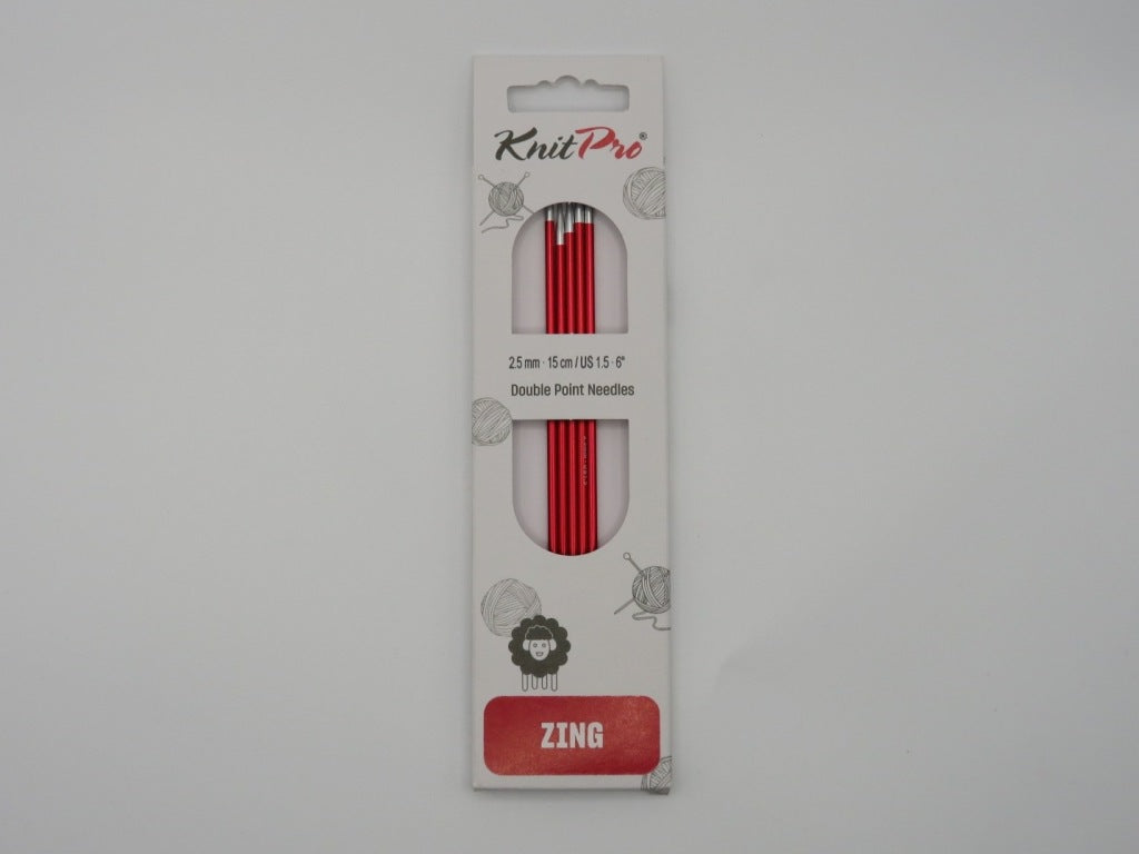 KnitPro ZING ★★ Alu Nadelspiel ★★ Länge 15 cm ★★ Nadelstärke 2,5 mm